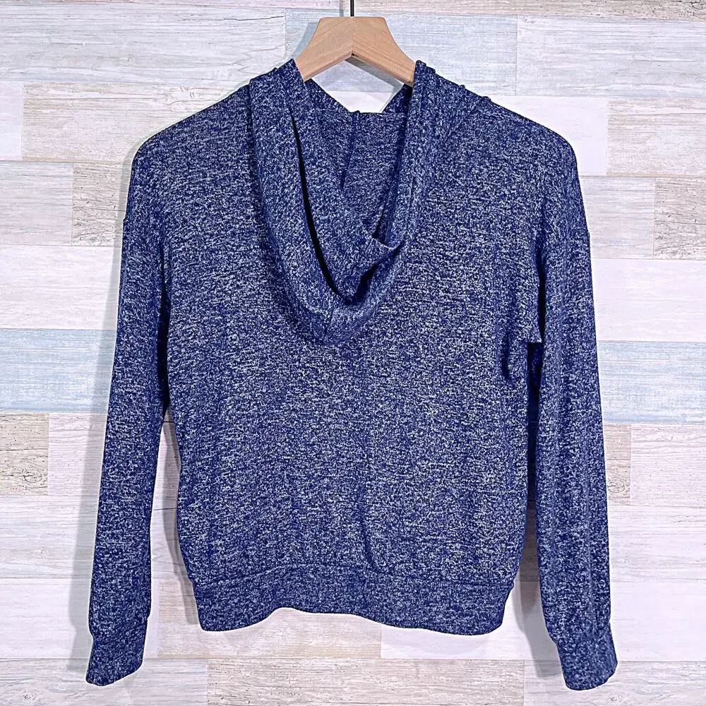 GAP Kids Peace Sign Soft Stretchy Hacci Knit Hoodie Blue Girls Large 10